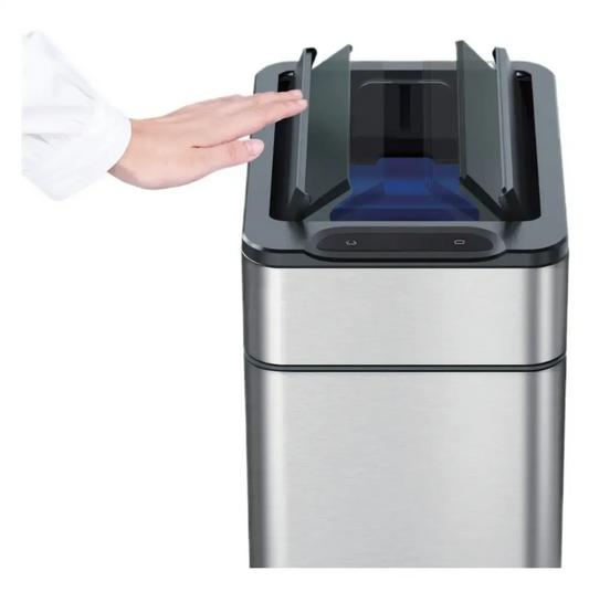Lixeira Automática SensorClean 50L™ Tampa Dupla com Sensor, Inox Premium e Alta Capacidade