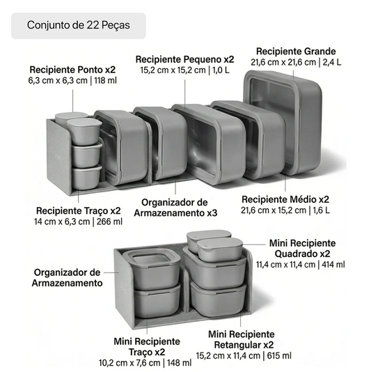 Conjunto de Potes de Armazenamento Air Release