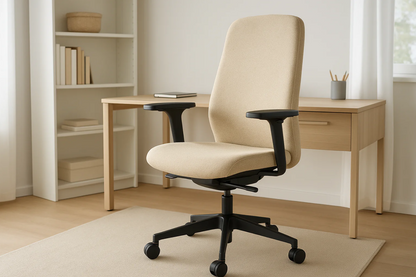 Cadeira de Escritório Ergonômica Tecido Bege com Rodízios