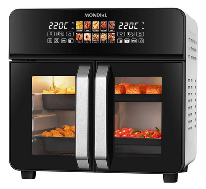 Air Fryer Forno 25L French Door Mondial Preto/Inox 2000W - AFDO-25L-FD