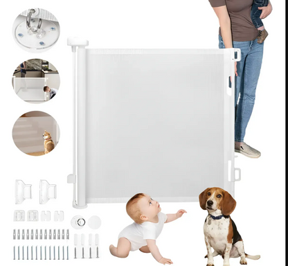 Portão Retrátil 140cm Tela Segurança Bebê Pet Cercadinho