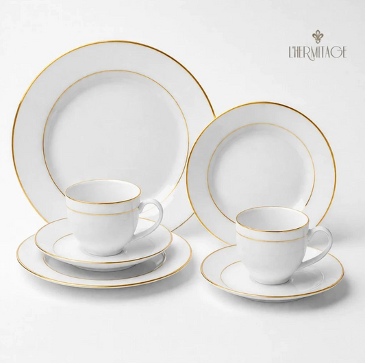aparelho de jantar 42 peças Jogo de Jantar Porcelana Pratos de Porcelana para Jantar Majesty Gold
