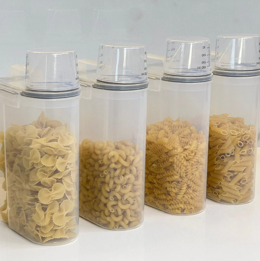 Kit 4 Potes Herméticos Porta Mantimento com Copo Medidor 2,5 Litros