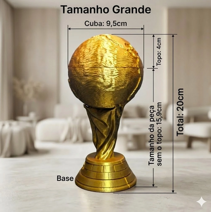 Porta Petiscos Troféu Copa do Mundo 2026 - Petisqueira Decorativa Gold - Decoração Brasil Para Balas, Doces e Petiscos