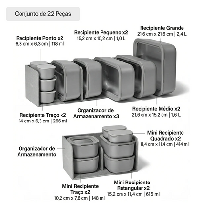 Conjunto de Potes de Armazenamento Air Release