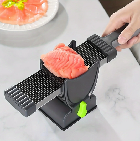 Conjunto de fatiador de carne manual e afiador de facas – Aço inoxidável