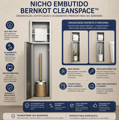 Nicho CleanSpace™  Suporte de Papel Higiênico com Compartimento em Aço Inox