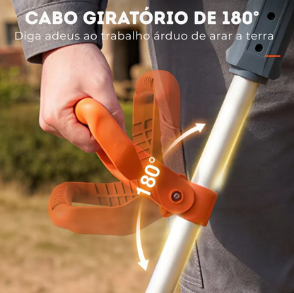 Cultivador Elétrico Terrox Sem Fio Com Lâminas de Aço Inoxidável e Bateria Dupla + BRINDE: Kit 10 Ferramentas