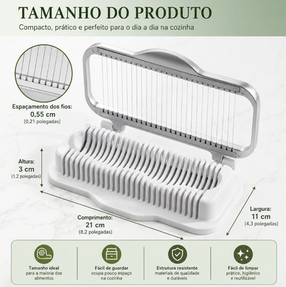 Fatiador Multiuso PremiumSlice™ | Corte Uniforme para Ovos, Frutas, Queijos e Alimentos Macios