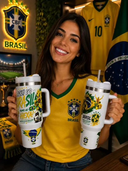 Copo Garrafa Térmica com tampa ajustavel com Canudo 1200ml – Estilo Brasil