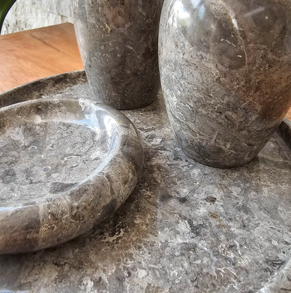 Conjunto de Banheiro em Mármore Natural Cinza - 4 peças