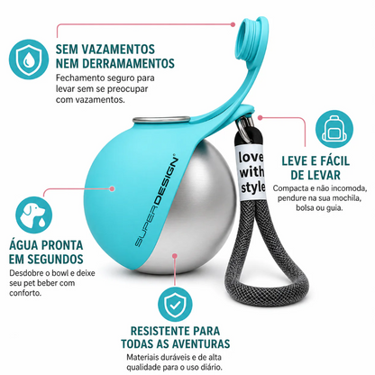Kit Passeio Inteligente Pet CleanWalk™ | Coletor Higiênico + Garrafa Portátil com Tigela