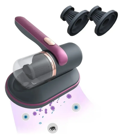 Aspirador Anti Ácaro Portátil Sem Fio Com Luz Uv Filtragem Cor Cinza/roxo