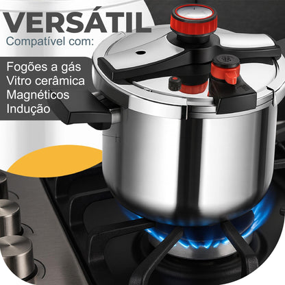 [COMPRE 1 LEVE 2] - KIT Panelas de Pressão TurboChef Aço Inoxidável - Á Prova de Explosões + Brinde: Kit Utensílios